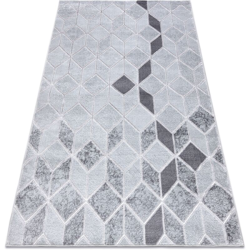 Image of Rugsx - Tappeto mefe moderno B400 Cubo, geometrico 3D - Structural due livelli di pile grigio grey 80x150 cm