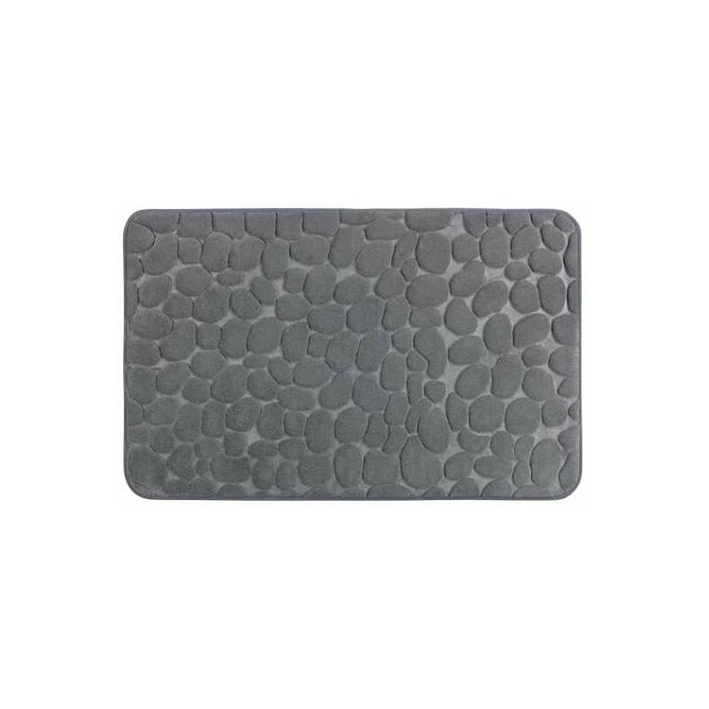 Tappetino da bagno in memory foam antiscivolo - Pebbles - Materiale poliestere - 80x50 cm - grigio