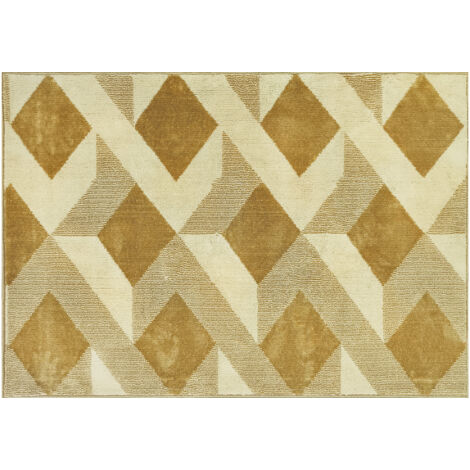 Tappeto Moderno da Soggiorno 230x160 cm Ipoallergenico e Lavabile con Effetto 3D in Polipropilene Giallo
