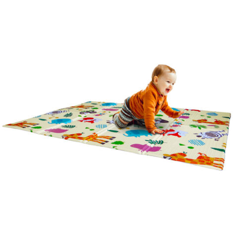 Tappeto Morbido per Bambini 120x90x0,8 cm Pieghevole Foresta Multicolore
