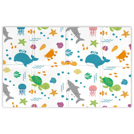 Tappeto Morbido per Bambini 120x90x0,8 cm Pieghevole Oceano Multicolore
