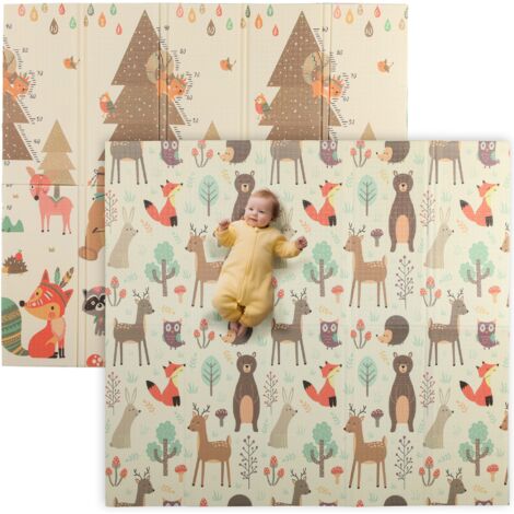 Tappeto Morbido per Bambini 196x176x1,5 cm Superficie Impermeabile in XPE a Tema Foresta