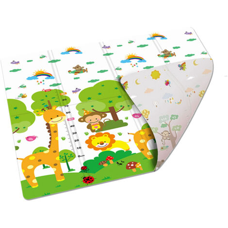 Tappeto Morbido per Bambini 200x150x1 cm Pieghevole Animali fronte/retro
