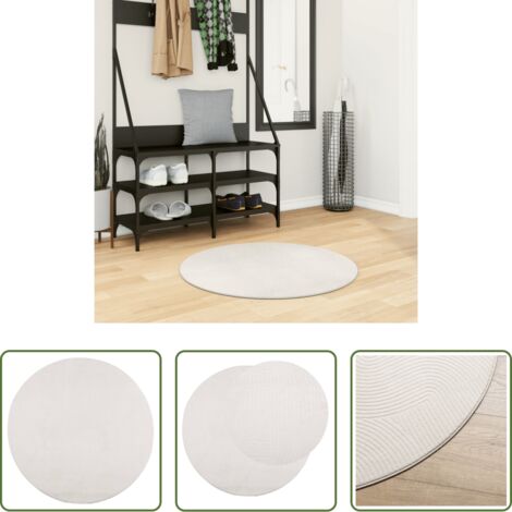 Tappeto morbido -  Tappeto IZA a Pelo Corto con Aspetto Scandinavo Crema Ø 80 cm