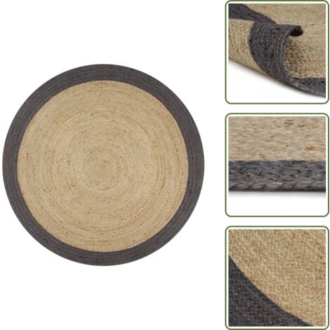 Tappeto morbido - vidaXL Tappeto Lavorato a Mano in Juta con Bordo Grigio Scuro 90 cm - Tappeto resistente