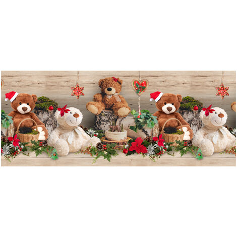 Tappeto Natale Passatoia Cucina Antiscivolo Sottolavello Digitale Teddy Noel 480, misura50x600coloreTeddy Noel
