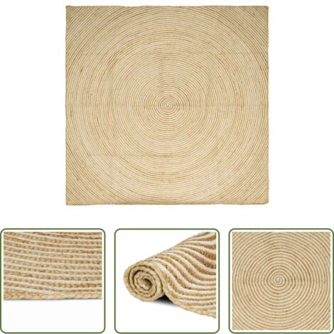 Tappeto naturale -  Tappeto Naturale e Bianco 200 x 200 cm Juta