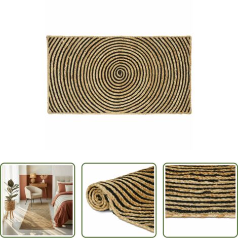 Tappeto naturale -  Tappeto Naturale e Nero 60 x 110 cm Juta