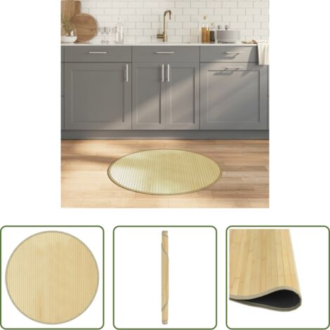 Tappeto naturale - Tappeto Rotondo Naturale Chiaro 80 cm in Bambù