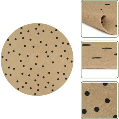 Tappeto naturale - vidaXL Tappeto Lavorato a Mano in Juta con Stampa a Pois 120 cm - Tappeto resistente