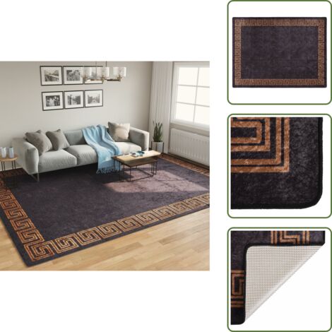 Tappeto nero e oro - vidaXL Tappeto Lavabile Nero e Oro 400x300 cm Antiscivolo - Tappeto per casa