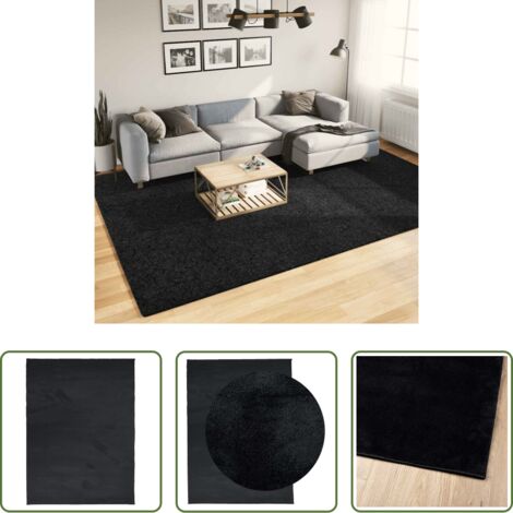 Tappeto nero -  Tappeto OVIEDO a Pelo Corto Nero 240x340 cm