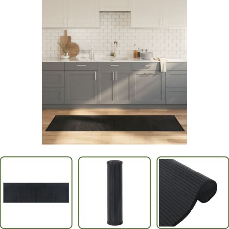 Tappeto nero -  Tappeto Rettangolare Nero 60x200 cm in Bambù