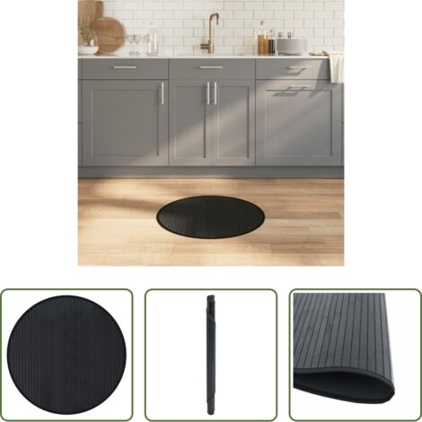 Tappeto nero -  Tappeto Rotondo Nero 60 cm in Bambù