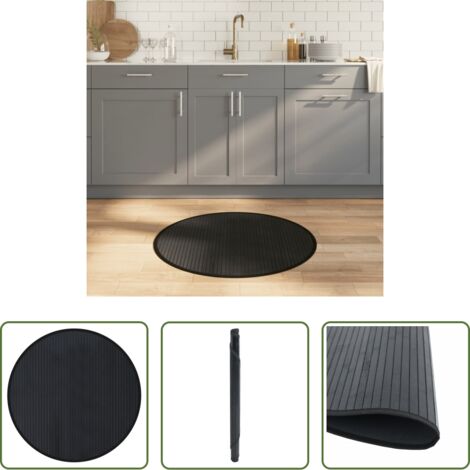 Tappeto nero - Tappeto Rotondo Nero 80 cm in Bambù