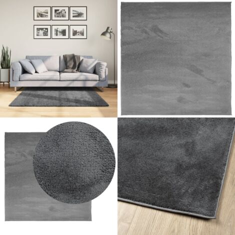Tappeto OVIEDO a Pelo Corto Antracite 120x120 cm - Tappeto antracite - Tappeto per casa