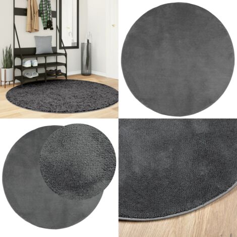 Tappeto OVIEDO a Pelo Corto Antracite Ø 160 cm - Tappeto antracite - Tappeto per casa