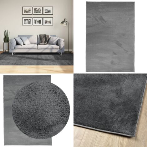 Tappeto OVIEDO a Pelo Corto Antracite 160x230 cm - Tappeto antracite - Tappeto per casa
