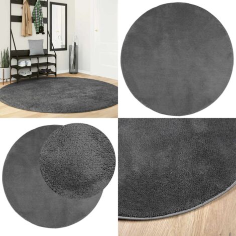 Tappeto OVIEDO a Pelo Corto Antracite Ø 200 cm - Tappeto antracite - Tappeto per casa
