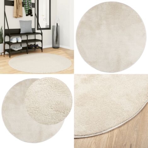 Tappeto OVIEDO a Pelo Corto Beige Ø 120 cm - Tappeto per casa - Tappeto per soggiorno