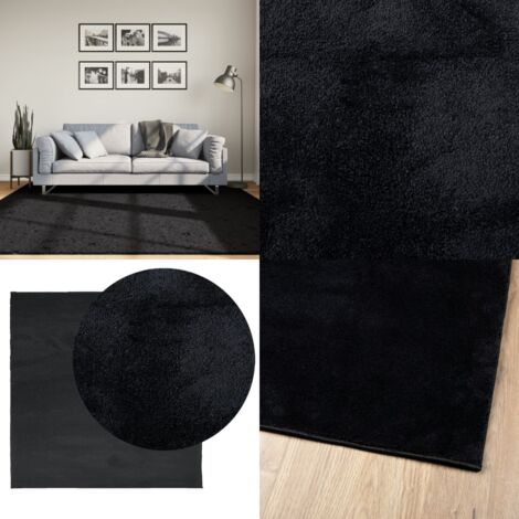 Tappeto OVIEDO a Pelo Corto Nero 200x200 cm - Tappeto nero - Tappeto per casa