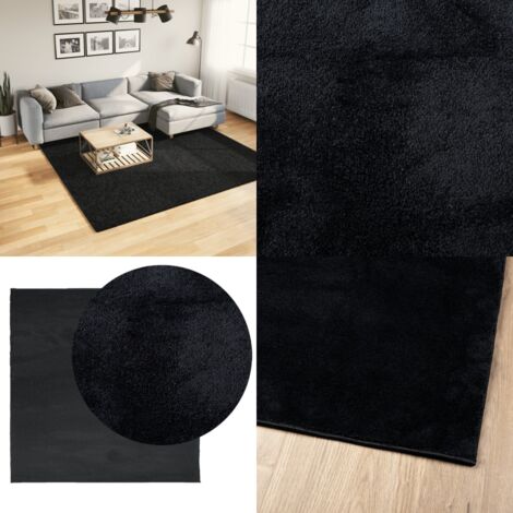 Tappeto OVIEDO a Pelo Corto Nero 240x240 cm - Tappeto per casa - Tappeto per soggiorno