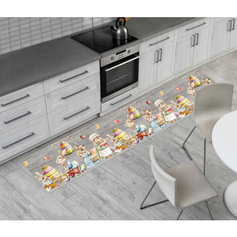 Tappeto Pasqua Passatoia Cucina Antiscivolo Sottolavello Funny Bunny Easter, misura50x50coloreBunny Easter