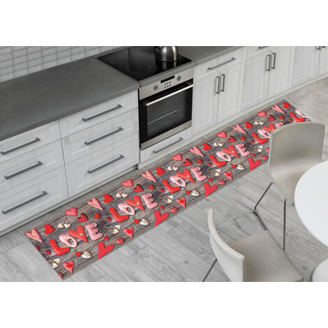 Tappeto Passatoia Antiscivolo Con Stampa Digitale Dis. Love Rosso, misura50x90coloreLove Rosso