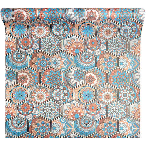 Tappeto Passatoia Cucina Antiscivolo Larghezza Maxi 100 Cm Antimacchia Multiuso Corridoio Soggiorno Lavabile Ingresso Camera  Esagoni celeste - 100x200cm