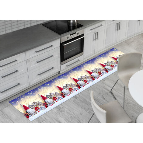 Tappeto Passatoia Cucina Antiscivolo Sottolavello Digitale Natale Snow House, misura52x280coloreSnow House