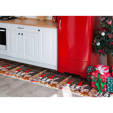 Tappeto Passatoia Cucina Antiscivolo Sottolavello Digitale Natale Snowman, misura52x600coloreSnowman