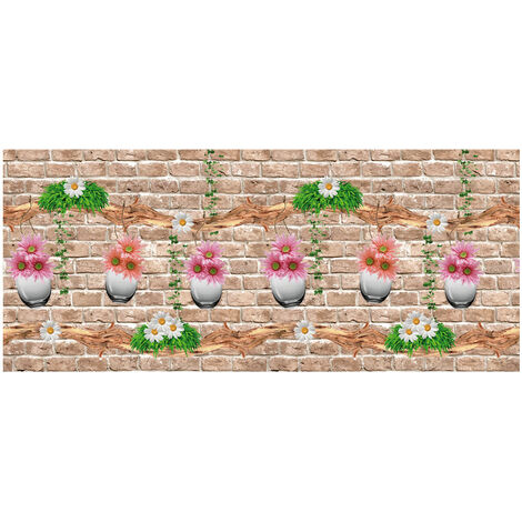 Tappeto Passatoia Cucina Digitale Antimacchia Retro Antiscivolo Vase Floreale, misura50x180coloreVase