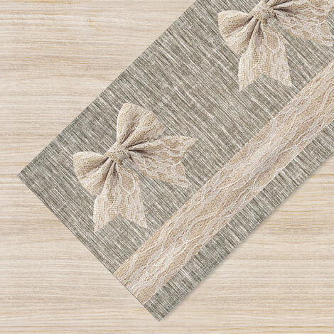 Tappeto passatoia fantasia made in Italy antiscivolo lavabile aderente FioccoBeige - 50x150 cm