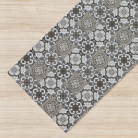 Tappeto passatoia fantasia made in Italy antiscivolo lavabile aderente Maiolica Beige Beige - 50x150cm