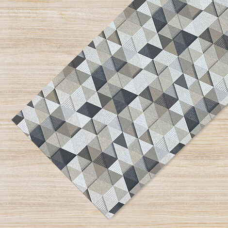 Tappeto passatoia fantasia made in Italy antiscivolo lavabile aderente Nero/Grigio - 50x100cm
