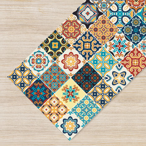 Tappeto passatoia fantasia made in Italy in 3 colori fantasia Piastrelle 50x200cm - Arancione