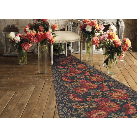 Tappeto Passatoia In Tessuto Jacquard Linea Emozioni Disegno Dalia Rosso, misura57x280coloreRosso