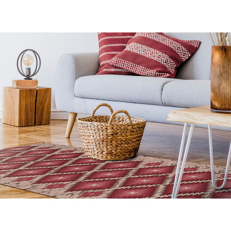 Tappeto Passatoia In Tessuto Jacquard Linea Emozioni Disegno Oasi Rosso, misura57x50coloreRosso
