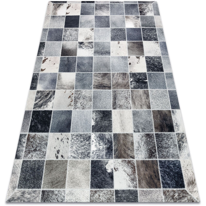 Image of Rugsx - Tappeto patchwork 21716 gris - Pelle di vacchetta grey 120x170 cm