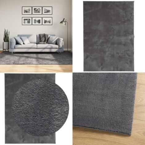 Tappeto Pelo Corto HUARTE Morbido Lavabile Antracite 160x230 cm - Tappeto antiscivolo - Tappeto per casa