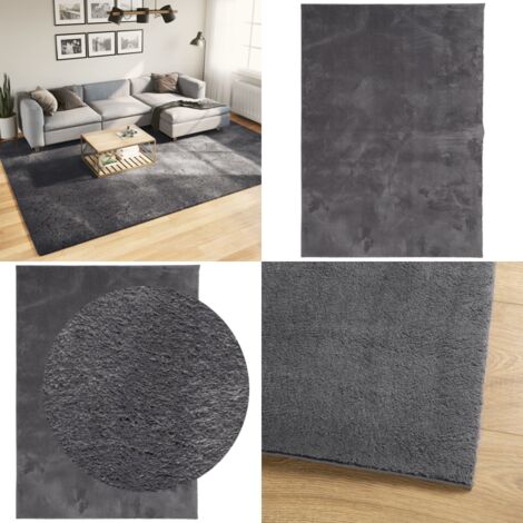 Tappeto Pelo Corto HUARTE Morbido Lavabile Antracite 240x340 cm - Tappeto antiscivolo - Tappeto lavabile