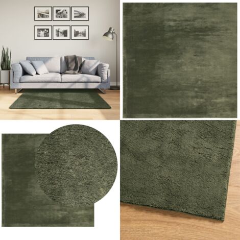 Tappeto Pelo Corto HUARTE Morbido Lavabile Verde Bosco - Tappeto antiscivolo - Tappeto verde bosco