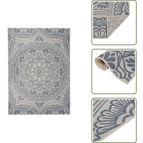 Tappeto per balcone - vidaXL Tappeto da Esterni a Tessitura Piatta 200x280 cm Motivo Blu - Tappeto resistente ai raggi UV