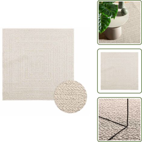 Tappeto per balconi - vidaXL Tappeto ZIZUR Crema 120x120 cm Aspetto Iuta Interni ed Esterni - Tappeto per terrazza