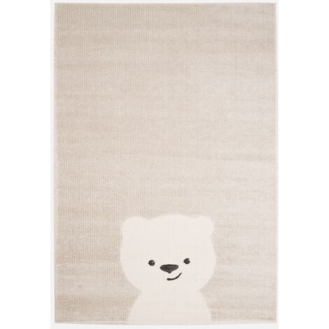 Tappeto per bambini beige/crema, piccolo tappeto con orsetto