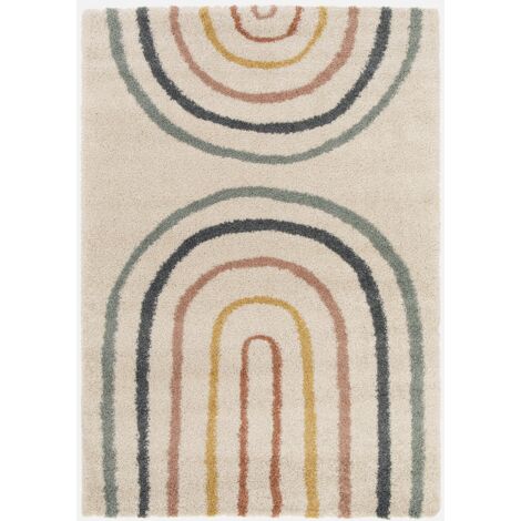 Tappeto per bambini con arcobaleno, tappeto per interni color crema e multicolore