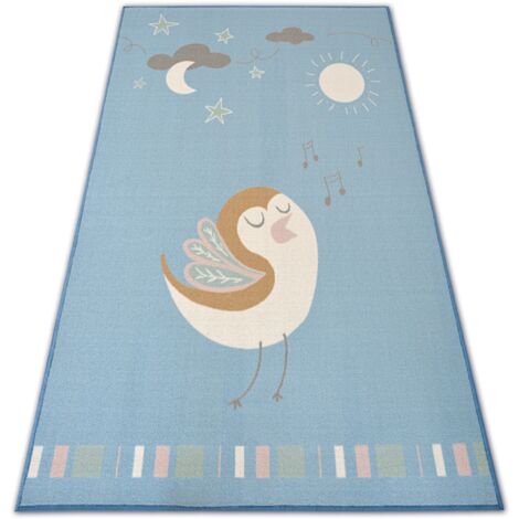 TAPPETO per bambini LOKO Ucellino blu antiscivolo blue 120x170 cm