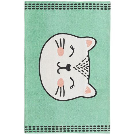 Tappeto per Bambini Rettangolare Stampa di Gatto 60 x 90 cm Verde Howrah