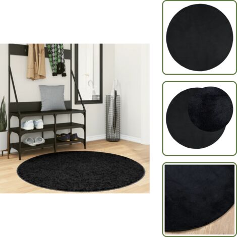 Tappeto per camera da letto - vidaXL Tappeto OVIEDO a Pelo Corto Nero Ø 120 cm - Tappeto per corridoi