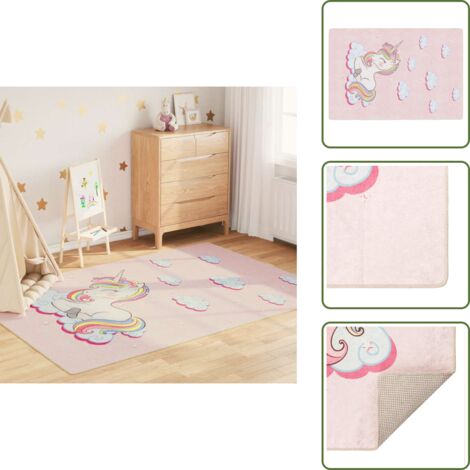 Tappeto per camerette - vidaXL Tappeto Bambini Rosa 160x230 cm Unicorno Lavabile Antiscivolo - Tappeto lavabile